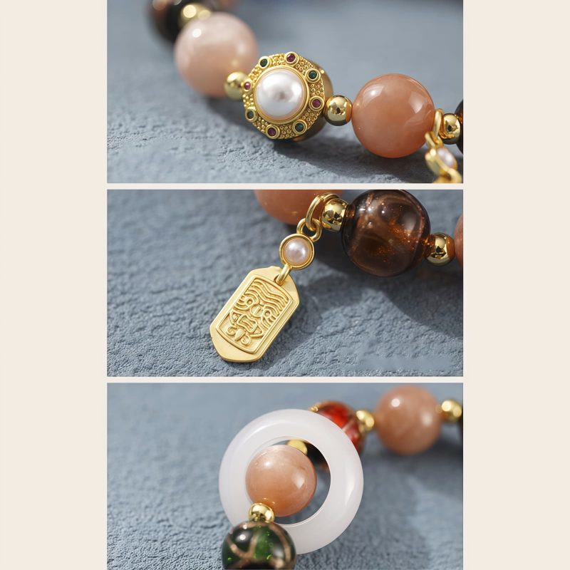 Pulsera de Rueda de Oración Tibetana con Vidrio Liuli Om Mani Padme Hum Tibetan Liuli Glass Om Mani Padme Hum Prayer Wheel Bracelet