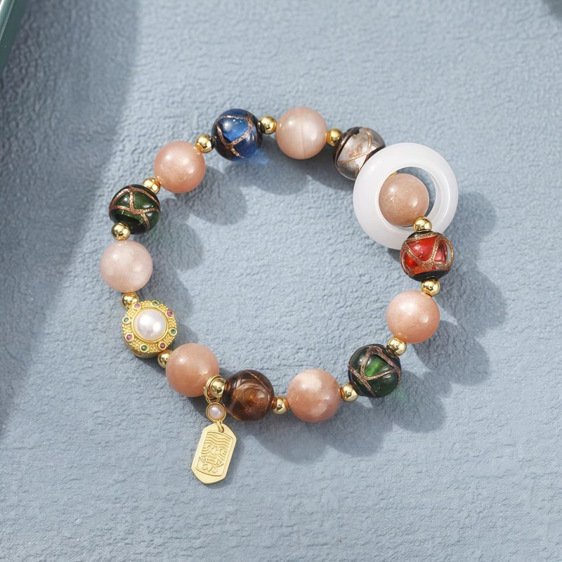 Pulsera de Rueda de Oración Tibetana con Vidrio Liuli Om Mani Padme Hum Tibetan Liuli Glass Om Mani Padme Hum Prayer Wheel Bracelet