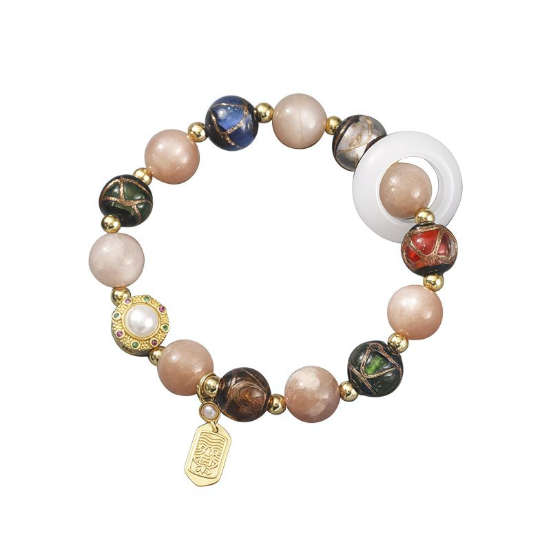 Pulsera de Rueda de Oración Tibetana con Vidrio Liuli Om Mani Padme Hum Tibetan Liuli Glass Om Mani Padme Hum Prayer Wheel Bracelet