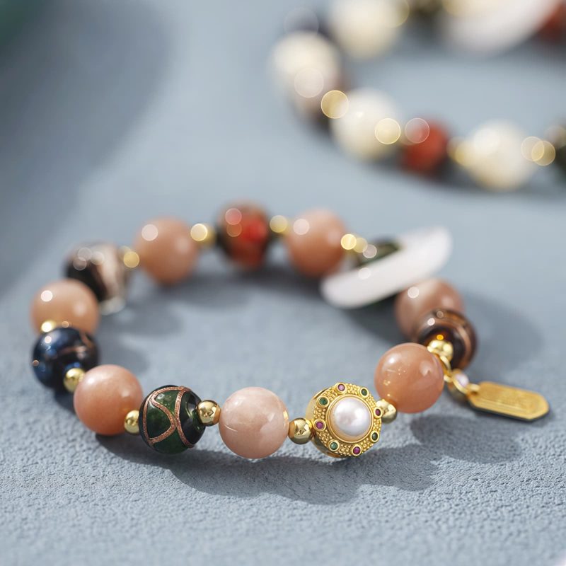 Pulsera de Rueda de Oración Tibetana con Vidrio Liuli Om Mani Padme Hum Tibetan Liuli Glass Om Mani Padme Hum Prayer Wheel Bracelet