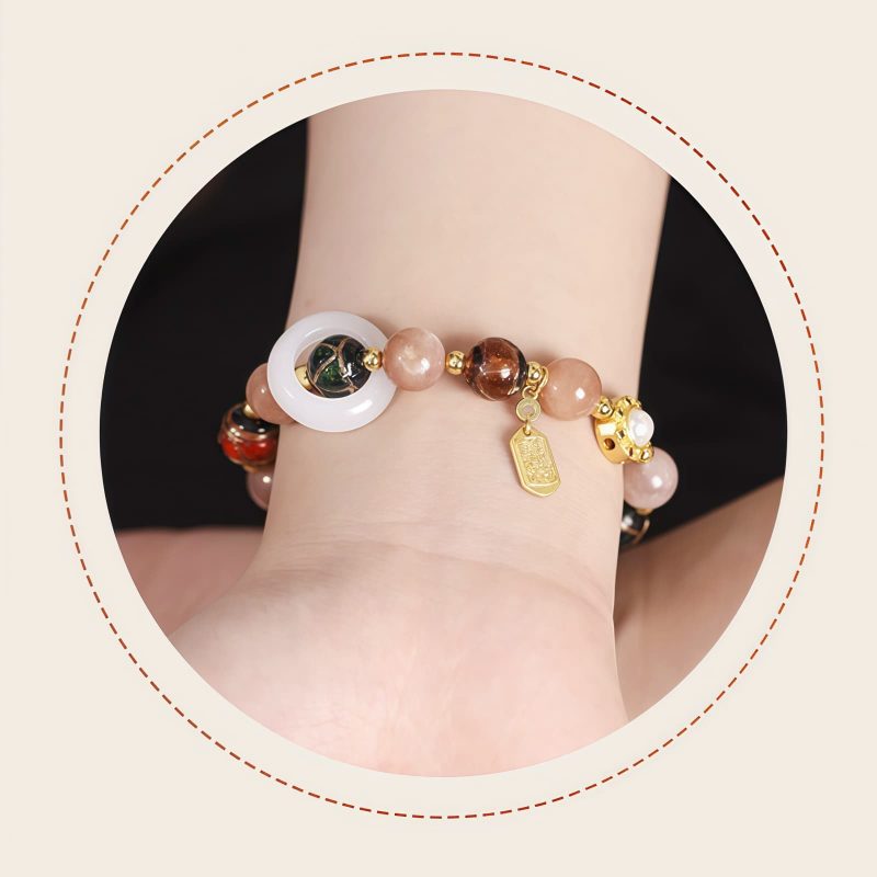 Pulsera de Rueda de Oración Tibetana con Vidrio Liuli Om Mani Padme Hum Tibetan Liuli Glass Om Mani Padme Hum Prayer Wheel Bracelet