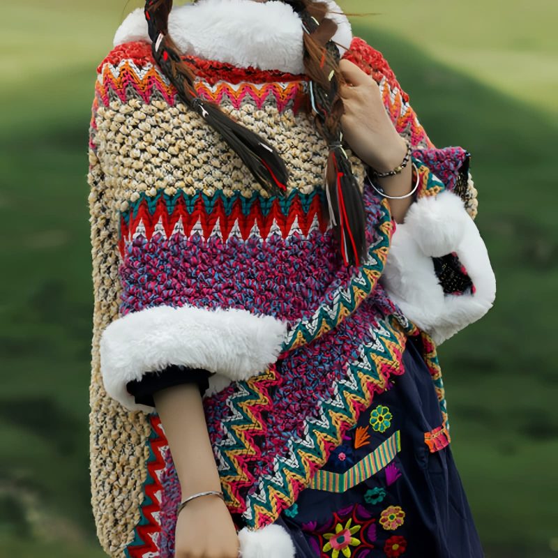 Chal Tibetano de Rayas Multicolores Tibetan Multicolored Striped Shawl