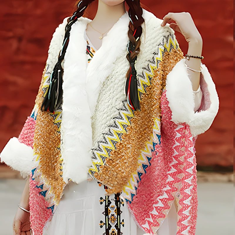Chal Tibetano de Rayas Multicolores Tibetan Multicolored Striped Shawl