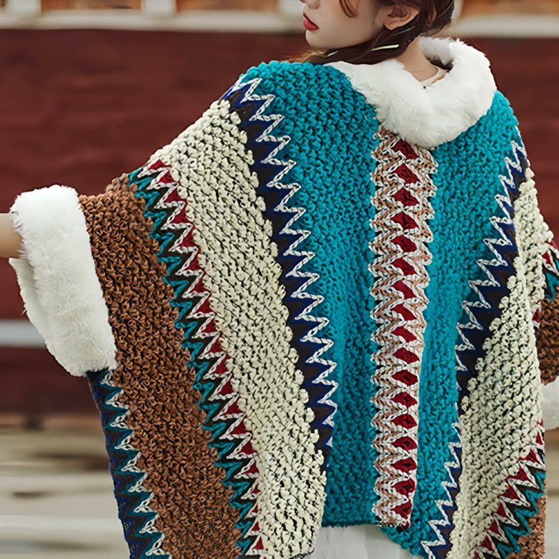 Chal Tibetano de Rayas Multicolores Tibetan Multicolored Striped Shawl