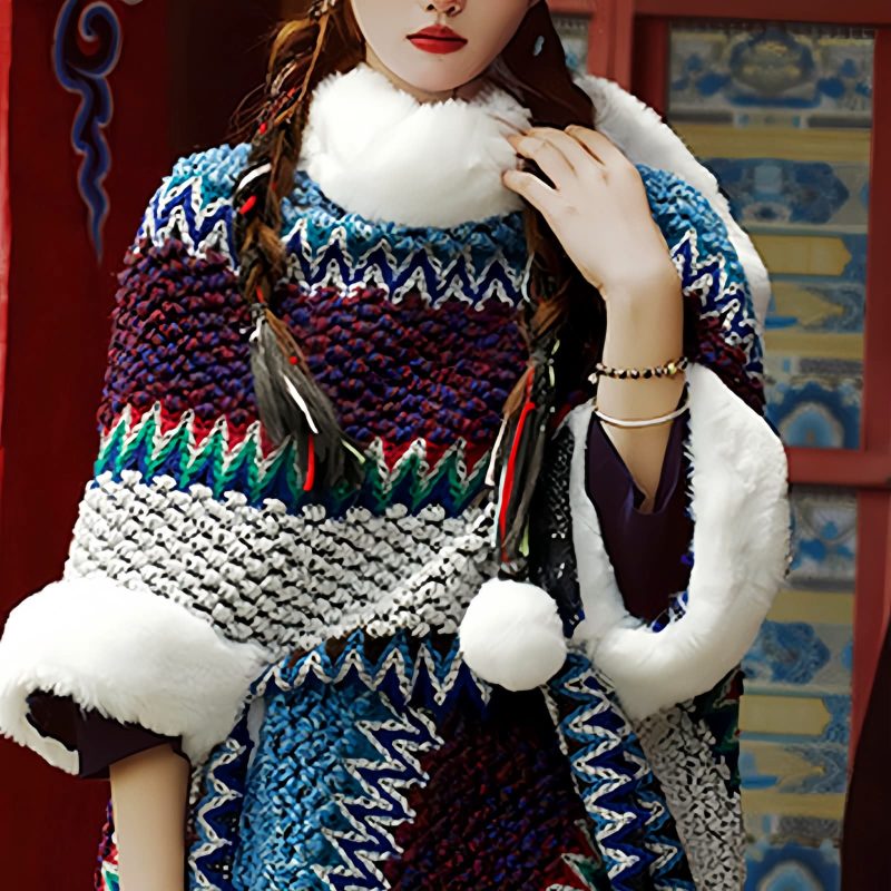 Chal Tibetano de Rayas Multicolores Tibetan Multicolored Striped Shawl