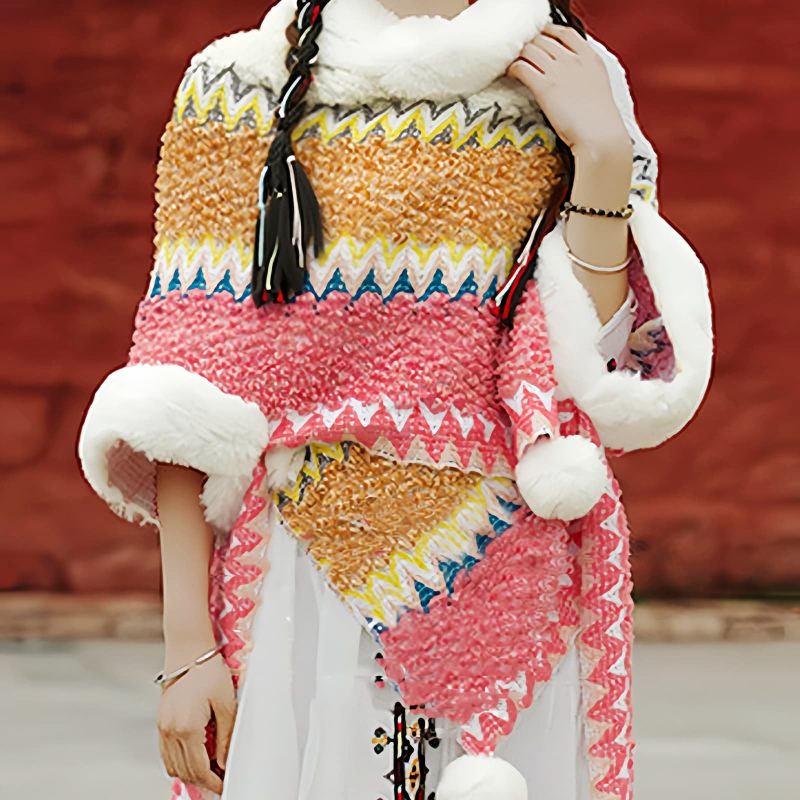 Chal Tibetano de Rayas Multicolores Tibetan Multicolored Striped Shawl