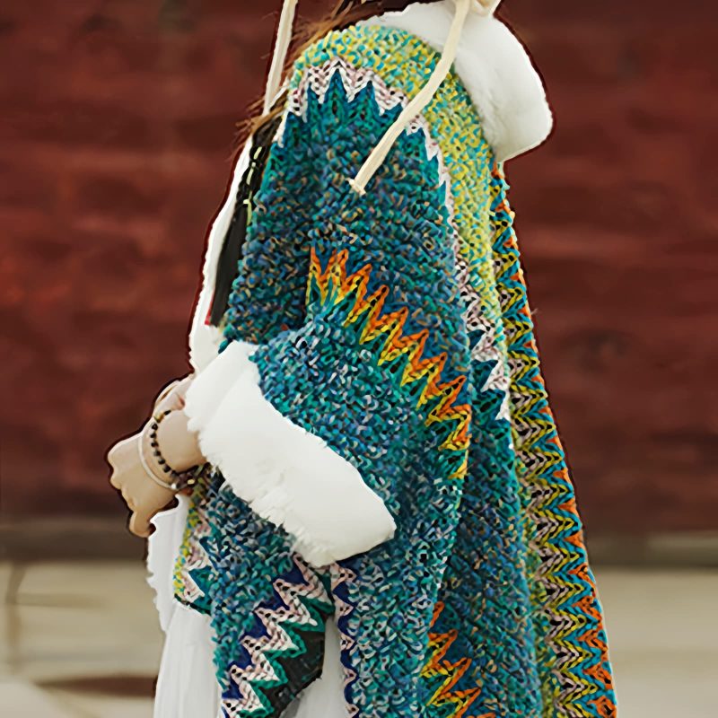 Chal Tibetano de Rayas Multicolores Tibetan Multicolored Striped Shawl