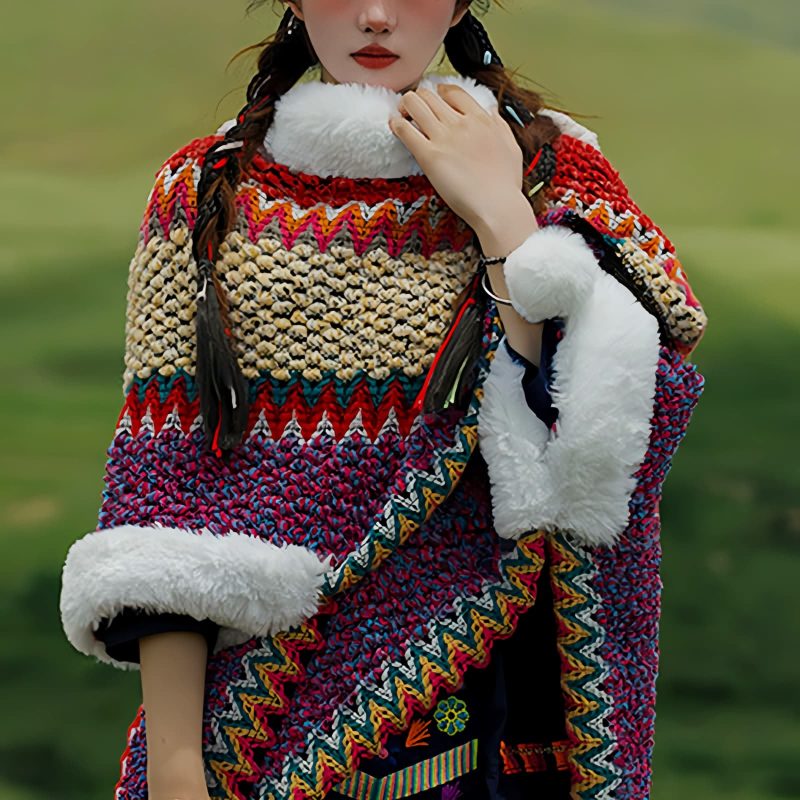 Chal Tibetano de Rayas Multicolores Tibetan Multicolored Striped Shawl