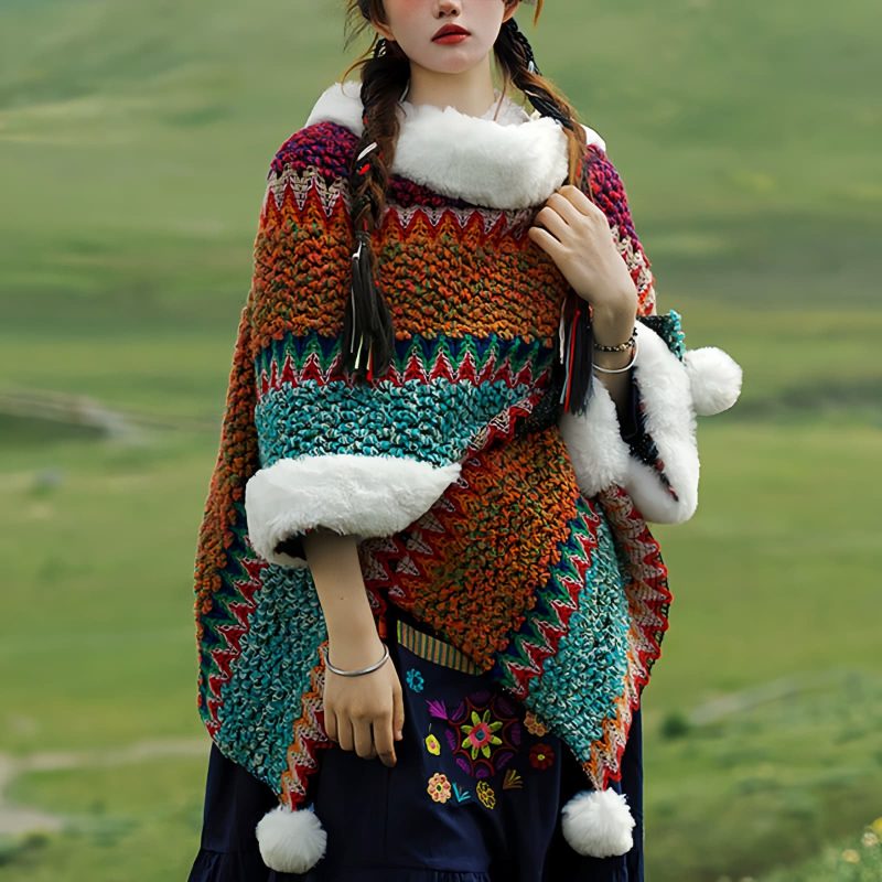 Chal Tibetano de Rayas Multicolores Tibetan Multicolored Striped Shawl
