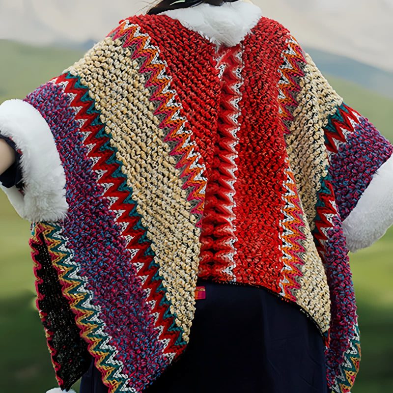 Chal Tibetano de Rayas Multicolores Tibetan Multicolored Striped Shawl