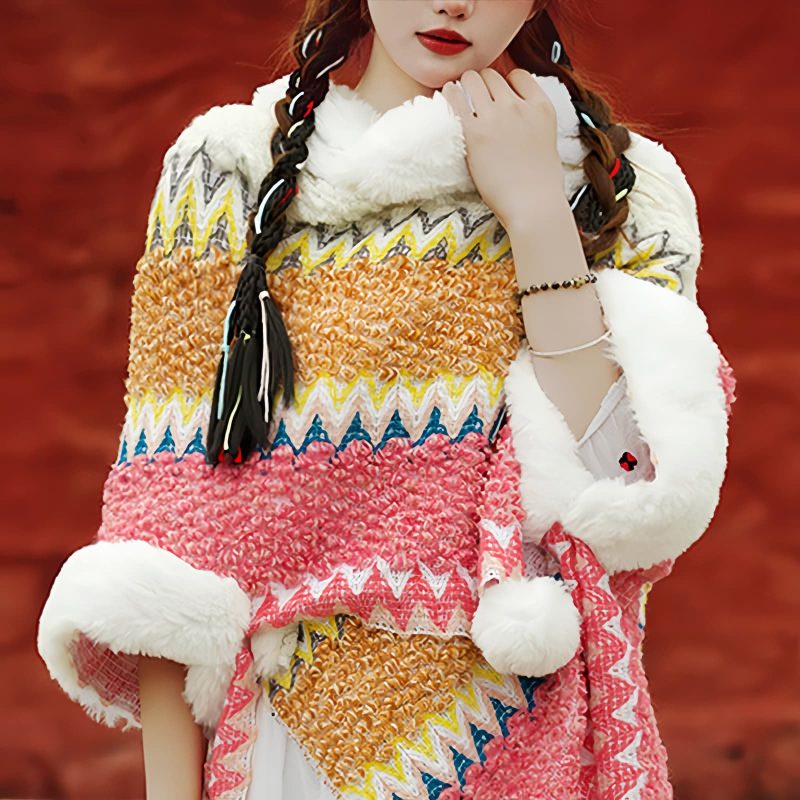 Chal Tibetano de Rayas Multicolores Tibetan Multicolored Striped Shawl
