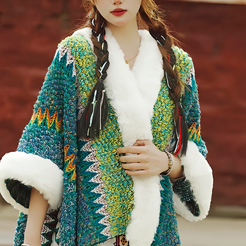 Chal Tibetano de Rayas Multicolores Tibetan Multicolored Striped Shawl