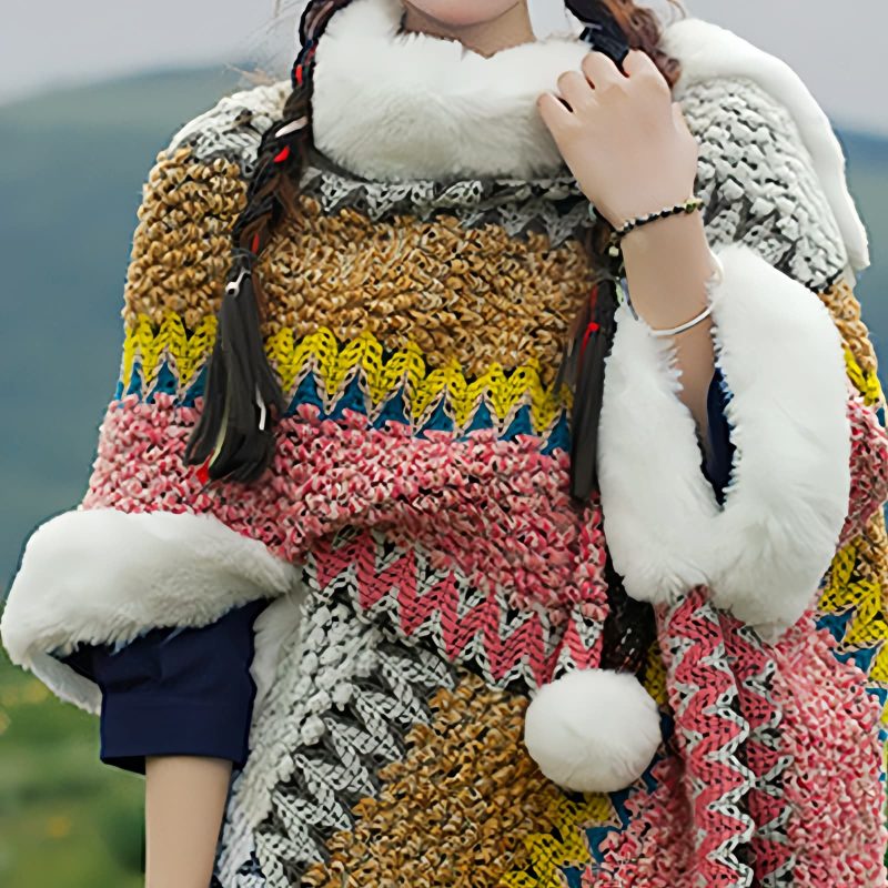 Chal Tibetano de Rayas Multicolores Tibetan Multicolored Striped Shawl