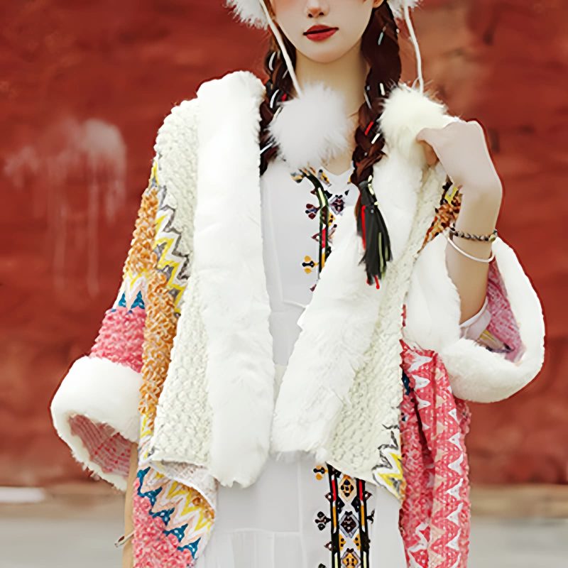 Chal Tibetano de Rayas Multicolores Tibetan Multicolored Striped Shawl
