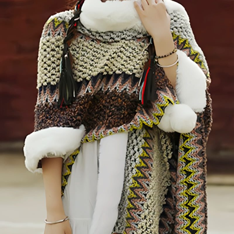 Chal Tibetano de Rayas Multicolores Tibetan Multicolored Striped Shawl
