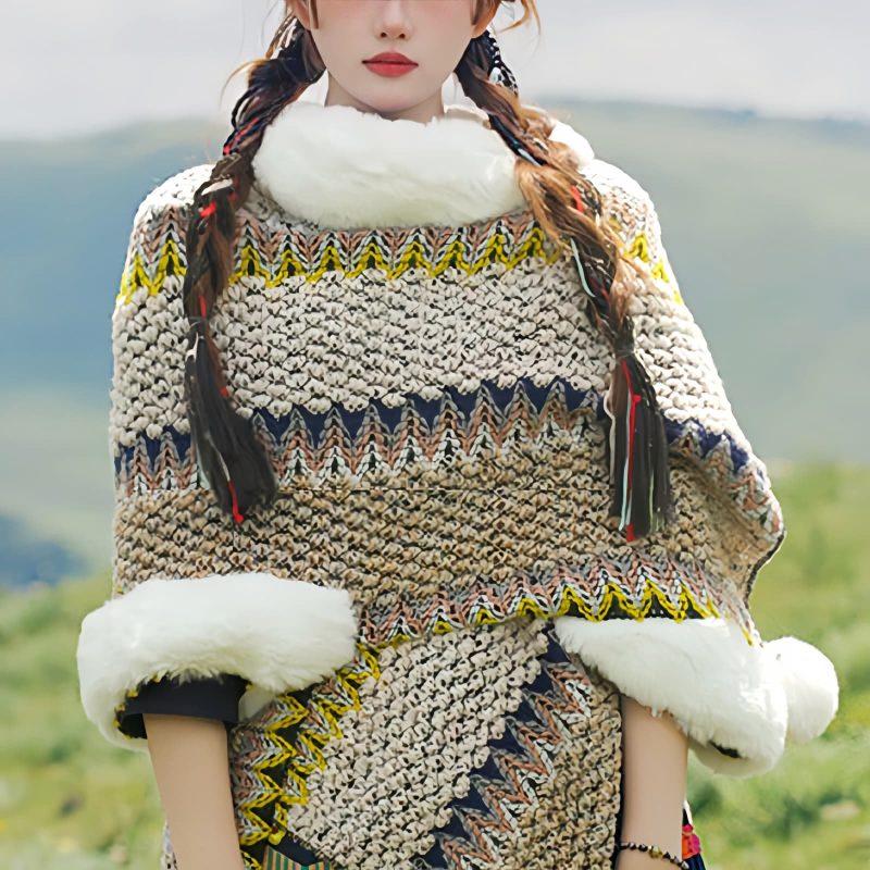 Chal Tibetano de Rayas Multicolores Tibetan Multicolored Striped Shawl
