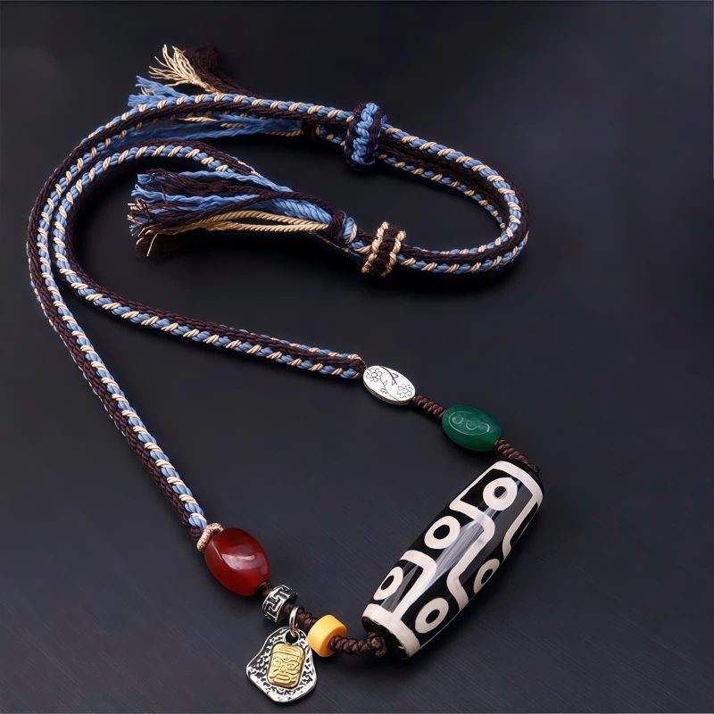 チベット九眼天珠プロテクションネックレス Tibetan Nine-eye Dzi Bead Protection Necklace