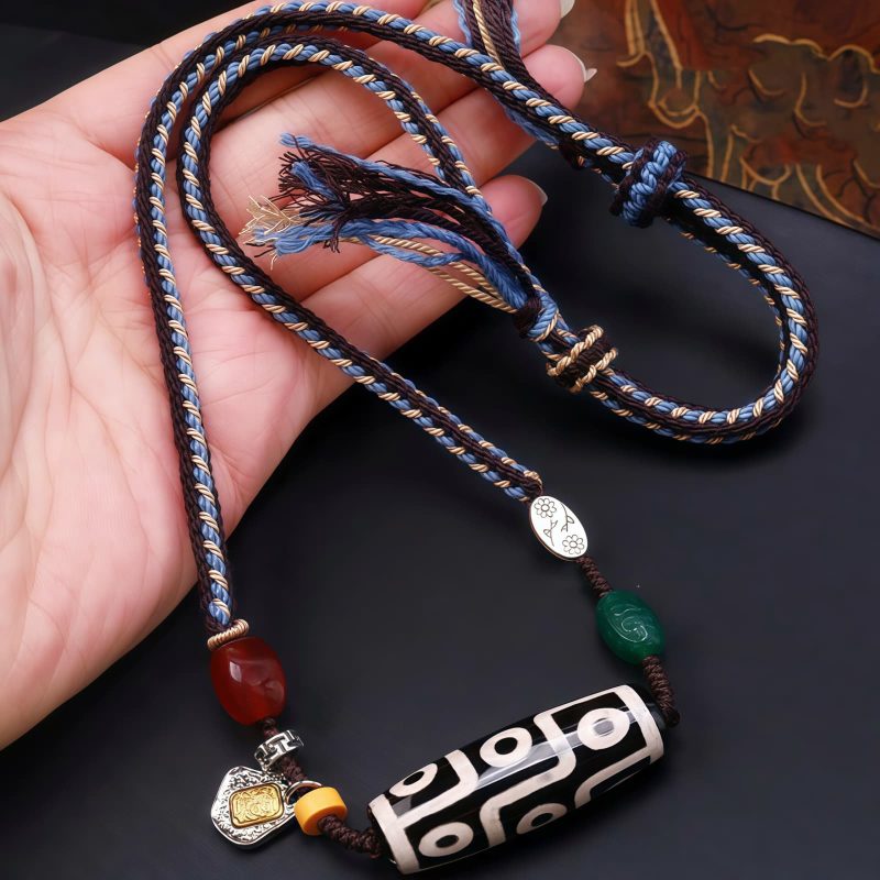 チベット九眼天珠プロテクションネックレス Tibetan Nine-eye Dzi Bead Protection Necklace