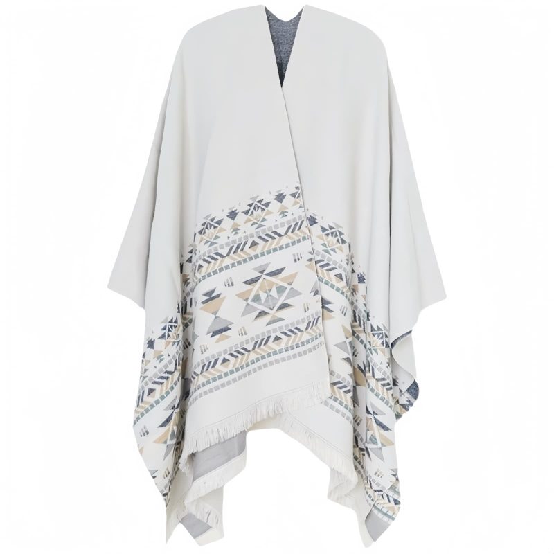 Chale con Motivos Geométricos Tibetanos Tibetan Geometric Pattern Shawl