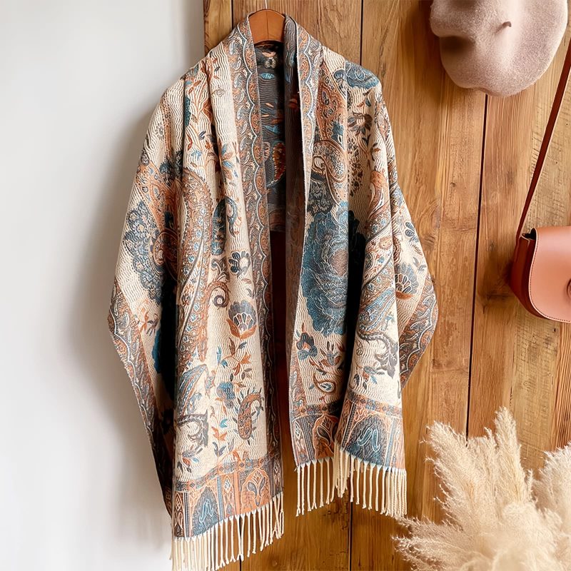 شال زهور البوني من البوليستر التبتي Tibetan Polyester Peony Vine Shawl