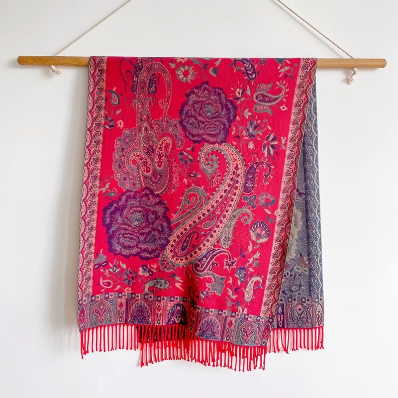 شال زهور البوني من البوليستر التبتي Tibetan Polyester Peony Vine Shawl