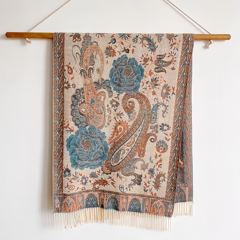 شال زهور البوني من البوليستر التبتي Tibetan Polyester Peony Vine Shawl