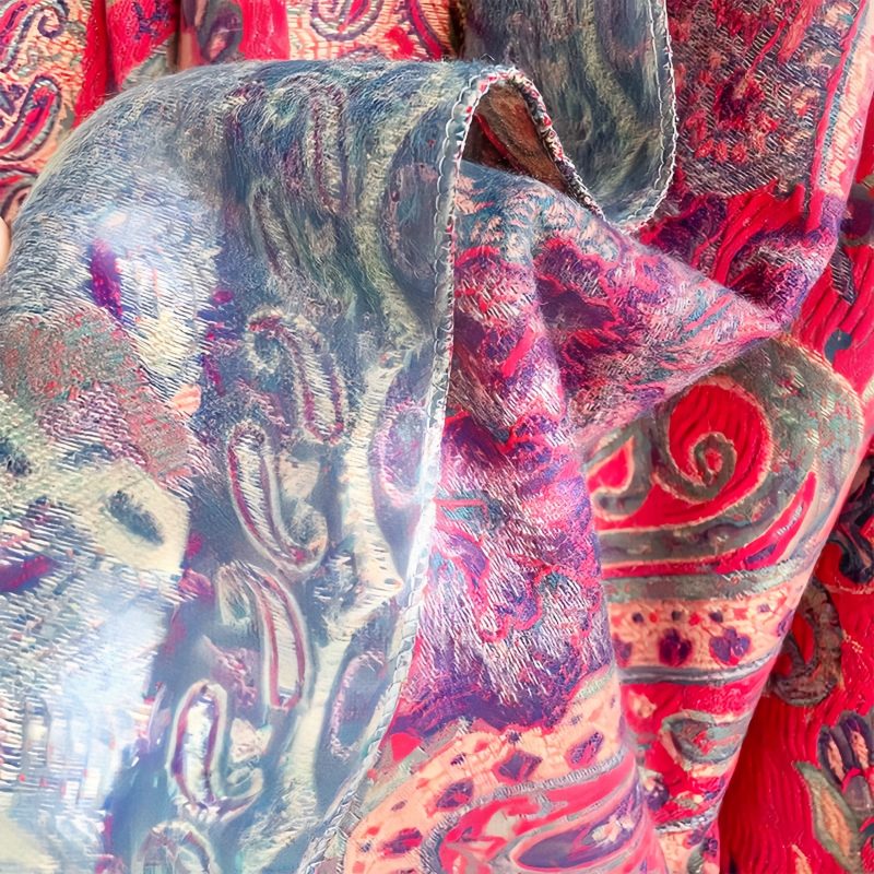 شال زهور البوني من البوليستر التبتي Tibetan Polyester Peony Vine Shawl