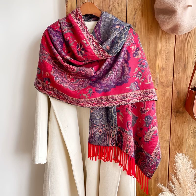 شال زهور البوني من البوليستر التبتي Tibetan Polyester Peony Vine Shawl