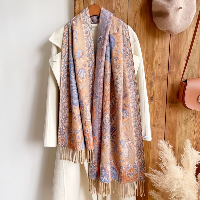 شال زهور البوني من البوليستر التبتي Tibetan Polyester Peony Vine Shawl