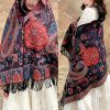 شال زهور البوني من البوليستر التبتي Tibetan Polyester Peony Vine Shawl
