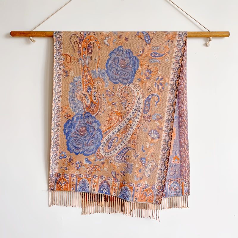 شال زهور البوني من البوليستر التبتي Tibetan Polyester Peony Vine Shawl