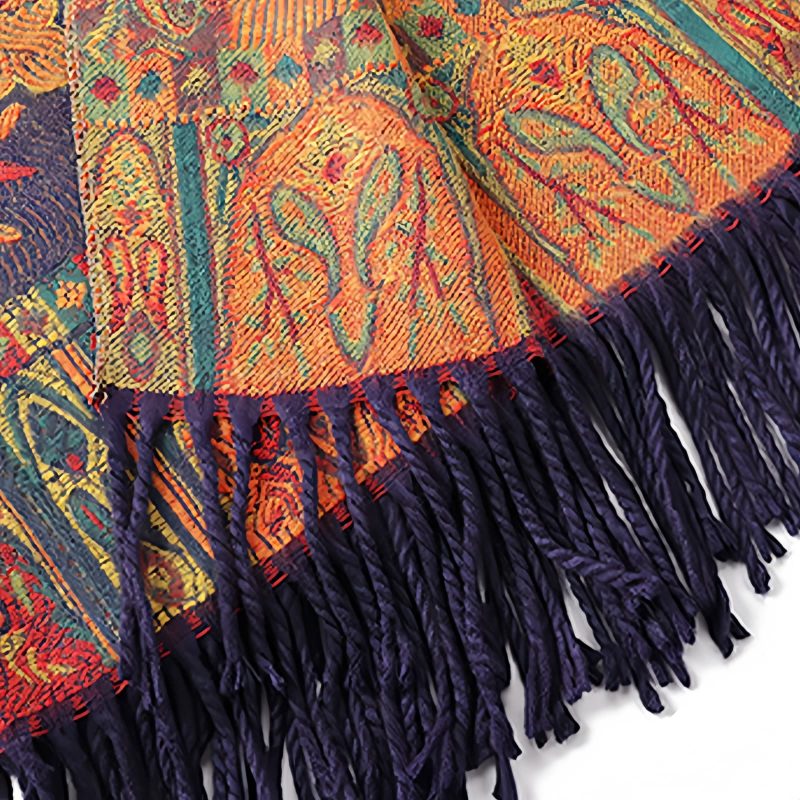 شال زهور البوني من البوليستر التبتي Tibetan Polyester Peony Vine Shawl