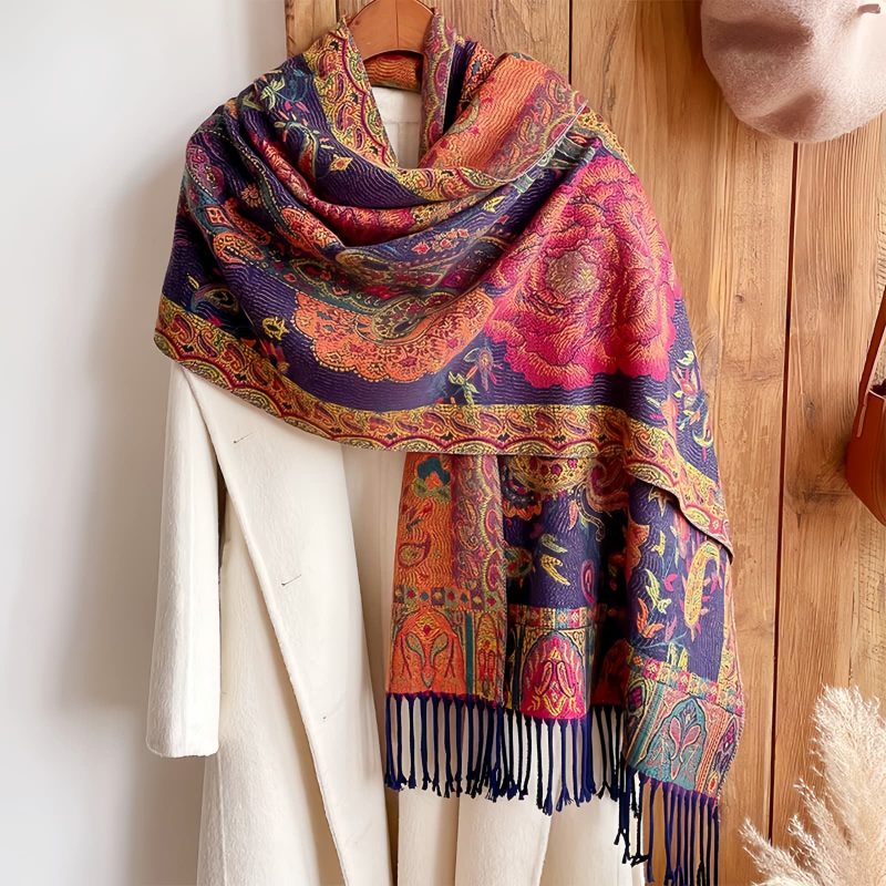 شال زهور البوني من البوليستر التبتي Tibetan Polyester Peony Vine Shawl