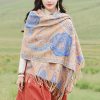 شال زهور البوني من البوليستر التبتي Tibetan Polyester Peony Vine Shawl