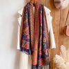 شال زهور البوني من البوليستر التبتي Tibetan Polyester Peony Vine Shawl