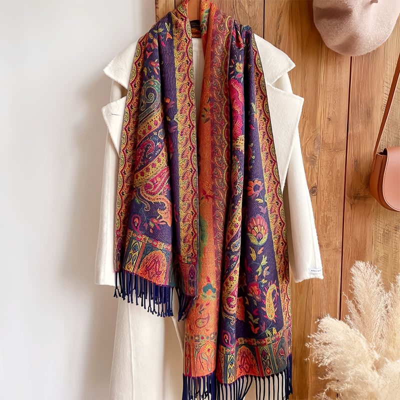 شال زهور البوني من البوليستر التبتي Tibetan Polyester Peony Vine Shawl