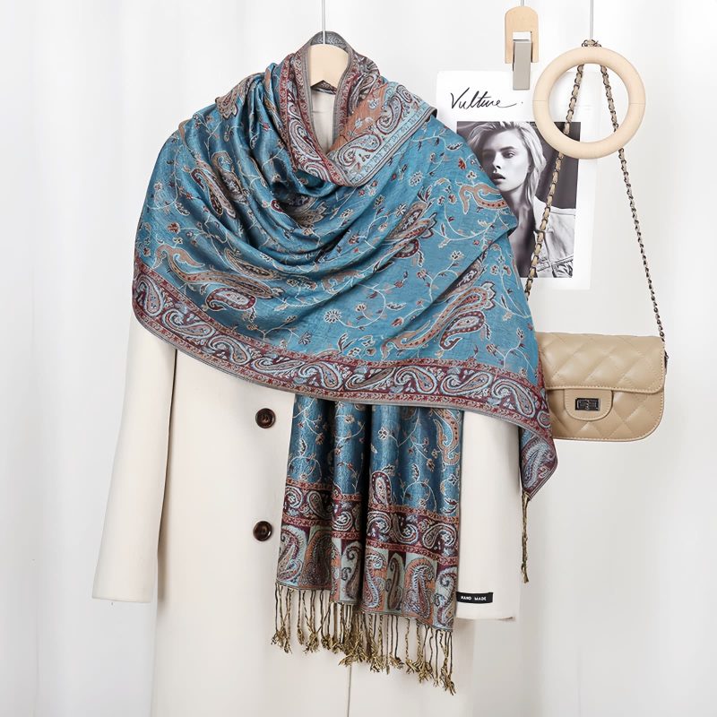 Bufanda de Flor de Marañón de Poliéster Tibetana Tibetan Polyester Cashew Flower Wrap