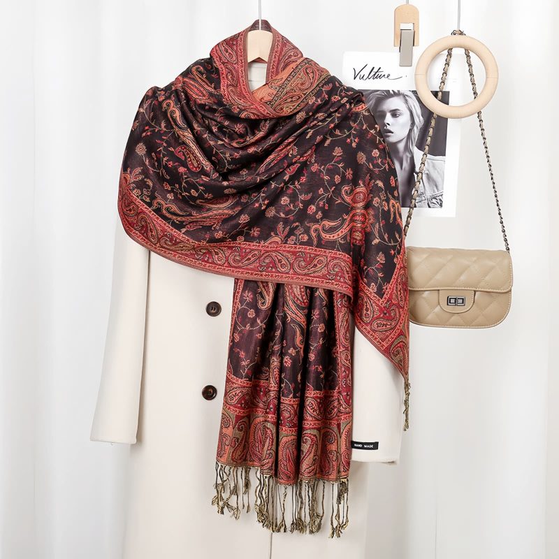 Bufanda de Flor de Marañón de Poliéster Tibetana Tibetan Polyester Cashew Flower Wrap