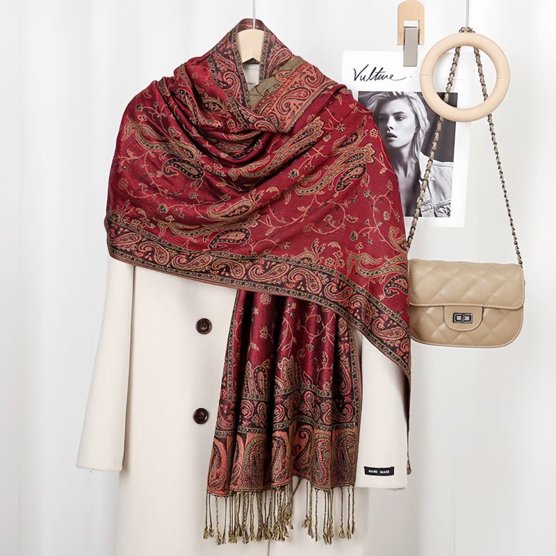 Bufanda de Flor de Marañón de Poliéster Tibetana Tibetan Polyester Cashew Flower Wrap