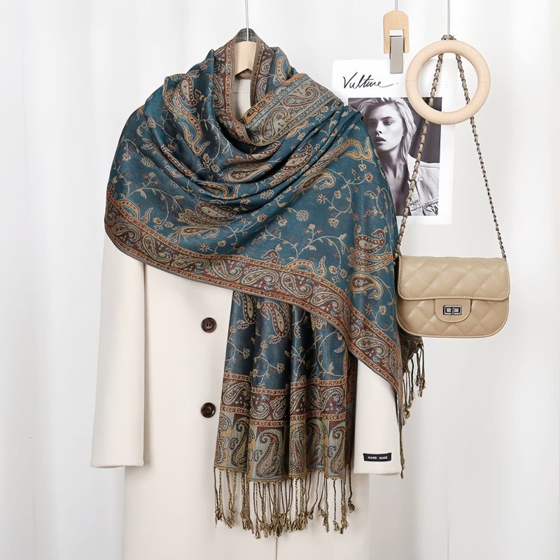 Bufanda de Flor de Marañón de Poliéster Tibetana Tibetan Polyester Cashew Flower Wrap