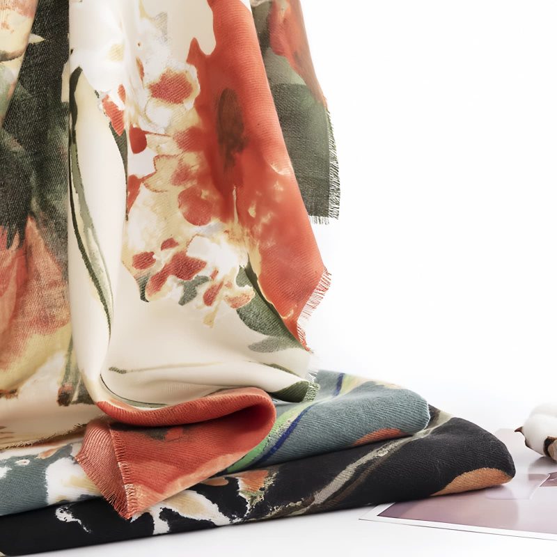 Chale Tibetano con Diseño Floral Retro Tibetan Retro Floral Design Shawl