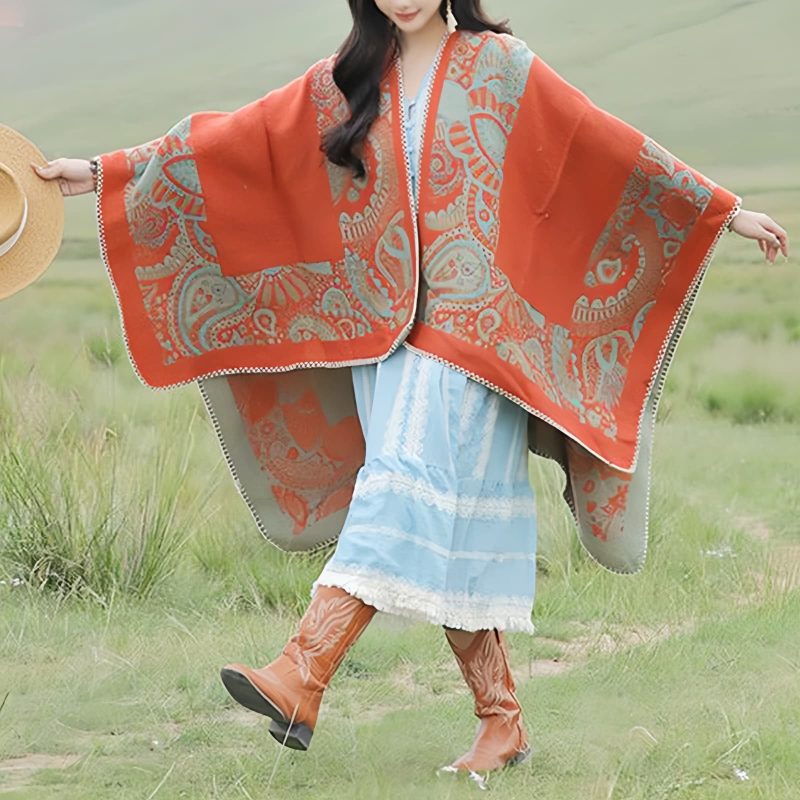 Chale Tibetano con Diseño Sencillo Tibetan Simple Pattern Shawl
