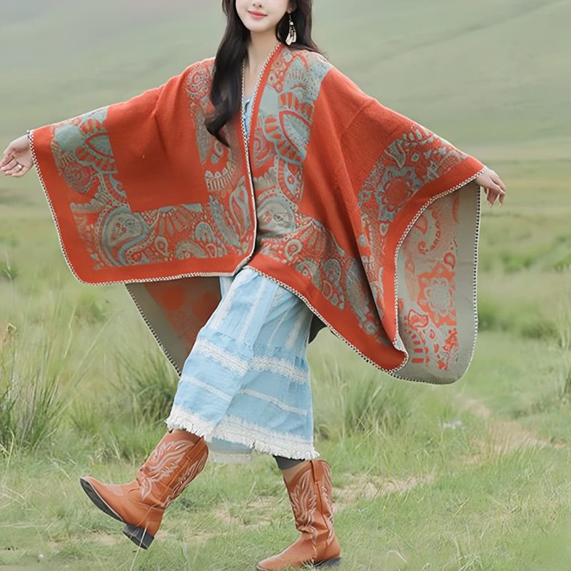 Chale Tibetano con Diseño Sencillo Tibetan Simple Pattern Shawl