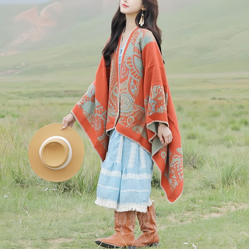Chale Tibetano con Diseño Sencillo Tibetan Simple Pattern Shawl