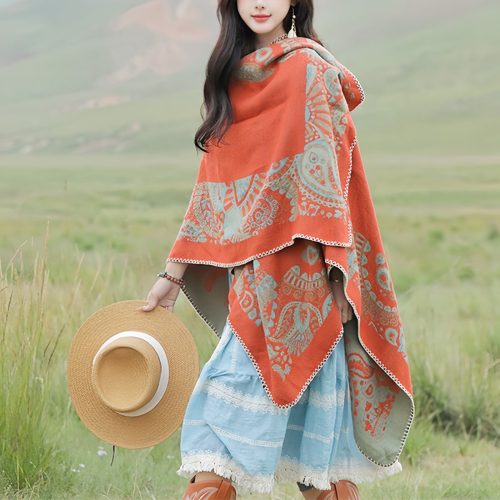 Chale Tibetano con Diseño Sencillo Chale Tibetano con Diseño Sencillo
