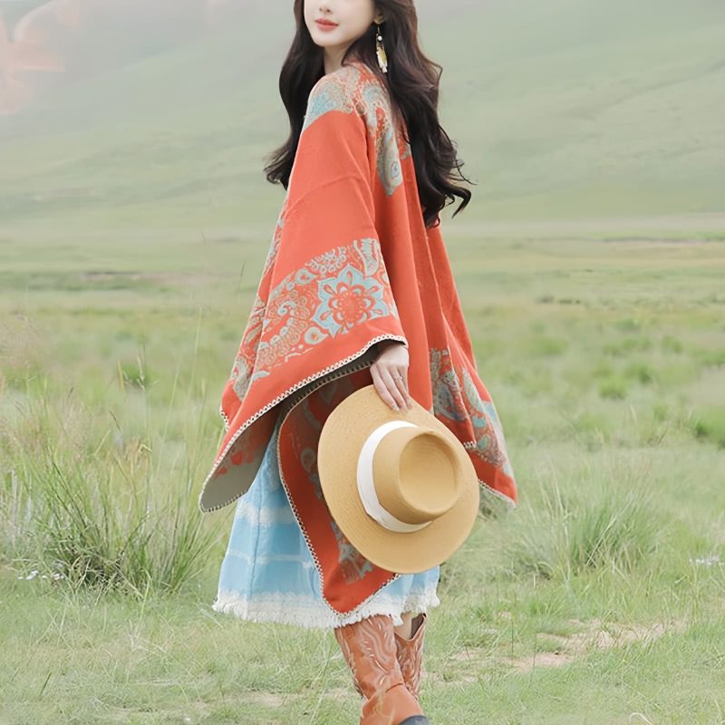 Chale Tibetano con Diseño Sencillo Tibetan Simple Pattern Shawl