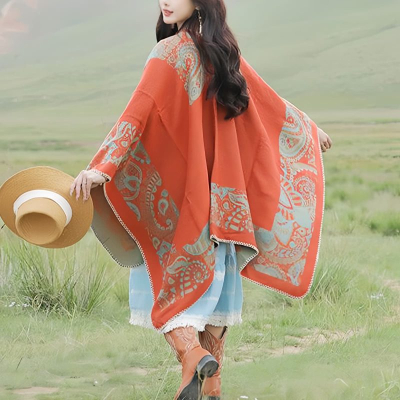 Chale Tibetano con Diseño Sencillo Tibetan Simple Pattern Shawl