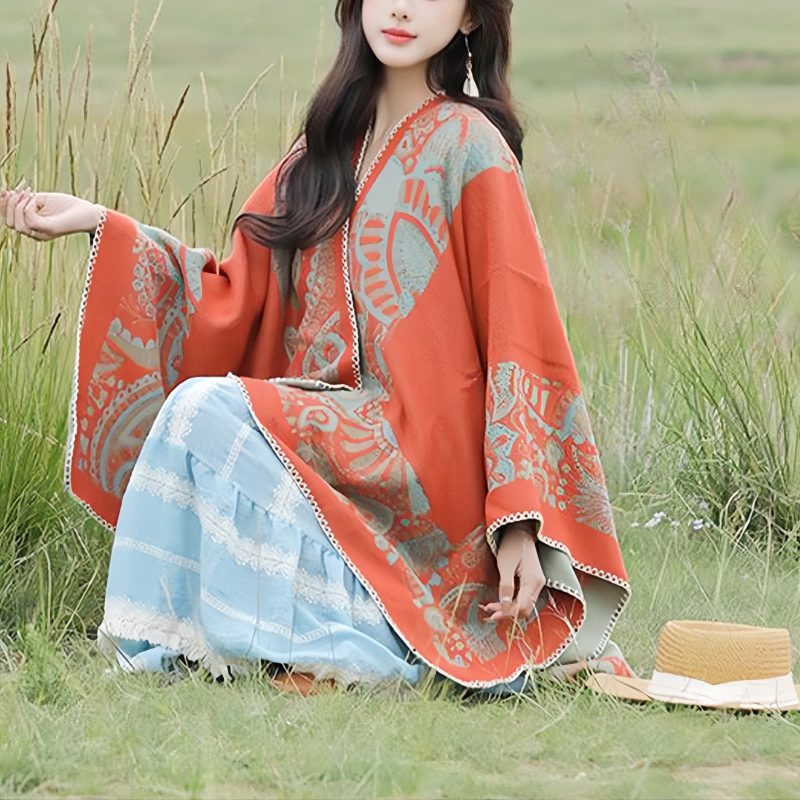 Chale Tibetano con Diseño Sencillo Tibetan Simple Pattern Shawl