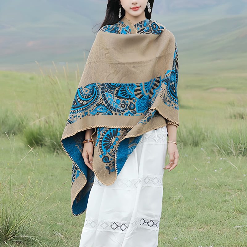 Chale Tibetano con Diseño Sencillo Tibetan Simple Pattern Shawl