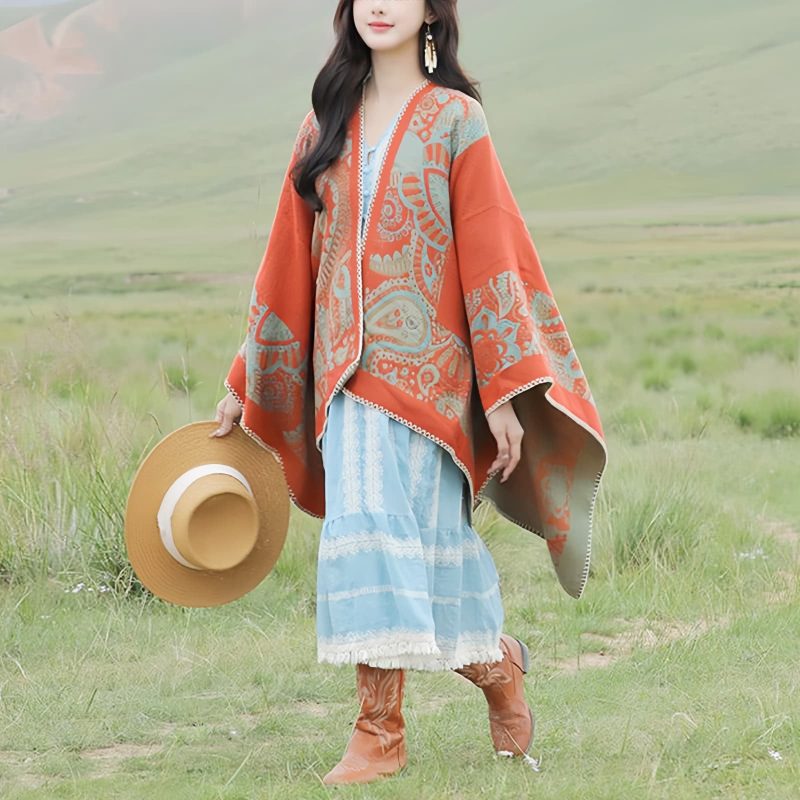 Chale Tibetano con Diseño Sencillo Tibetan Simple Pattern Shawl
